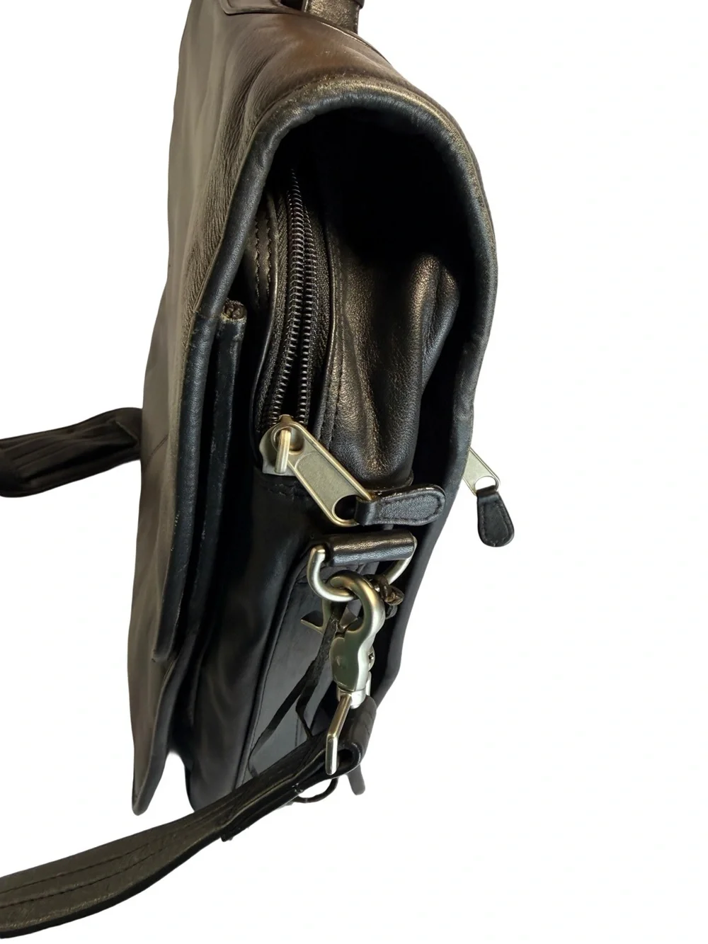 ILI Black Leather Briefcase Messenger Bag - Men
